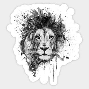 Splattered Lion Black and White Sticker